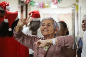 Joyful elderly woman